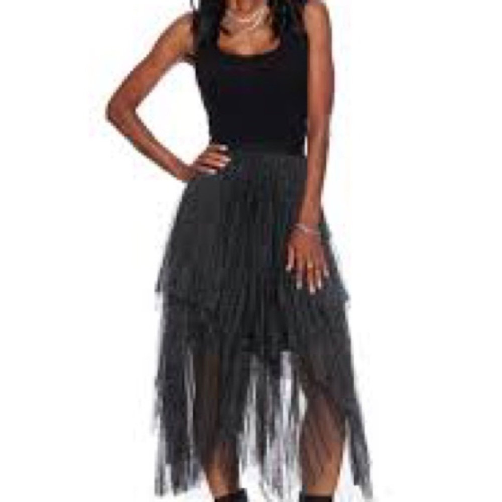 NWT Elegant Black Metallic Tulle Skirt